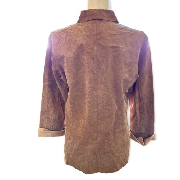 Margaret Godfrey Vintage 3/4 Sleeve Button Up Shirt 100% Leather//Large - Picture 8 of 12